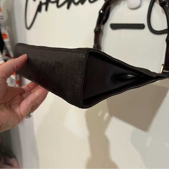 Gucci Dark Purple Satin Shoulder Bag with Bamboo Handle Vintage 1990s - Picture 6 of 13